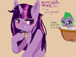 Size: 520x390 | Tagged: safe, artist:marinakirby, character:spike, character:twilight sparkle, species:anthro, alcohol, alcoholism, doodle or die, drinking, drunk, drunk twilight