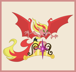 Size: 666x635 | Tagged: safe, artist:nano23823, character:sunset satan, character:sunset shimmer, equestria girls:friendship games, g4, my little pony: equestria girls, my little pony:equestria girls, .svg available, chs rally song, clothing, crown, demon, element of magic, fangs, female, open mouth, solo, spread wings, sunset satan, svg, vector, wings