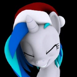 Size: 402x402 | Tagged: safe, artist:hashbro, character:dj pon-3, character:vinyl scratch, 3d, christmas, clothing, female, happy holidays, hat, santa hat, solo
