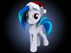Size: 900x675 | Tagged: safe, artist:hashbro, character:dj pon-3, character:vinyl scratch, 3d, christmas, clothing, female, happy holidays, hat, santa hat, solo