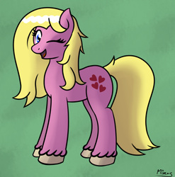 Size: 1280x1298 | Tagged: safe, artist:mixy, oc, oc only, oc:mama, explicit source, solo, unshorn fetlocks, wink