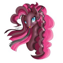 Size: 4000x4000 | Tagged: safe, artist:dreamyartcosplay, character:nightmare pinkie pie, character:pinkie pie, species:earth pony, species:pony, ask nightmare mane 6, ask nightmare six, bust, corrupted, female, mare, nightmarified, simple background, solo, transparent background