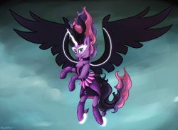 Size: 2650x1926 | Tagged: safe, artist:mailner, character:midnight sparkle, character:twilight sparkle, character:twilight sparkle (scitwi), species:eqg human, equestria girls:friendship games, g4, my little pony: equestria girls, my little pony:equestria girls, equestria girls ponified, female, magic, midnight sparkle, ponified, solo