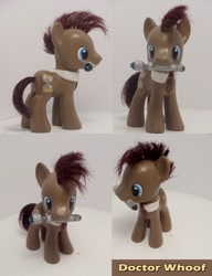 Size: 1106x1438 | Tagged: safe, artist:modern-warmare, character:doctor whooves, character:time turner, species:pony, brushable, custom, doctor who, irl, male, mouth hold, photo, solo, sonic screwdriver, stallion, toy