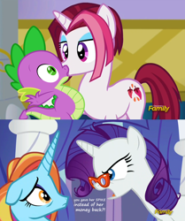 Size: 1800x2148 | Tagged: safe, artist:sulyo, edit, edited screencap, screencap, character:cayenne, character:rarity, character:sassy saddles, character:spike, ship:sparity, episode:canterlot boutique, g4, my little pony: friendship is magic, angry, bedroom eyes, caption, cayike, comic, discovery family logo, female, hundreds of users filter this tag, jealous, kissing, love triangle, male, screencap comic, shipping, straight, this will end in death, this will end in unemployment, vector edit