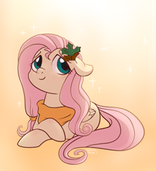Size: 1251x1369 | Tagged: safe, artist:saber-panda, character:fluttershy, clothing, female, leaves, lying down, scarf, solo