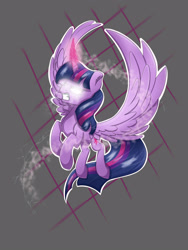 Size: 2100x2800 | Tagged: safe, artist:bratzoid, character:twilight sparkle, character:twilight sparkle (alicorn), species:alicorn, species:pony, female, flying, glowing eyes, gritted teeth, lightning, magic, mare, solo