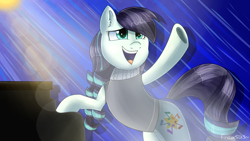 Size: 1920x1080 | Tagged: safe, artist:mlp-firefox5013, character:coloratura, episode:the mane attraction, g4, my little pony: friendship is magic, clothing, female, musical instrument, open mouth, piano, rara, scene interpretation, signature, singing, solo, spotlight, stage, the magic inside
