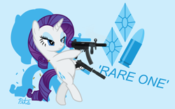 Size: 1280x800 | Tagged: safe, artist:camo-pony, character:rarity, female, gun, mk23, mp5k, solo, vector, weapon