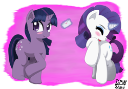Size: 4491x3120 | Tagged: safe, artist:dmn666, character:rarity, character:twilight sparkle, ship:rarilight, absurd resolution, blushing, eyes closed, female, heart, lesbian, letter, love letter, magic, shipping, simple background, telekinesis, transparent background