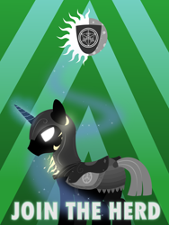 Size: 3240x4320 | Tagged: safe, artist:regolithx, species:pony, species:unicorn, armor, join the herd, poster, propaganda, royal guard