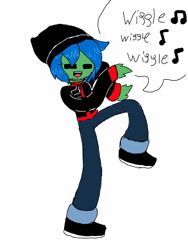 Size: 960x1280 | Tagged: safe, artist:chillywilly, oc, oc only, oc:chilly willy, my little pony:equestria girls, beanie, clothing, dancing, earbuds, hat, music player, singing