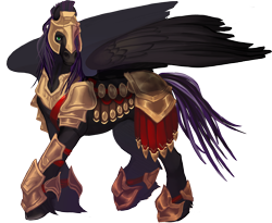 Size: 3993x3270 | Tagged: safe, artist:sitaart, oc, oc only, oc:rome silvanus, species:pegasus, species:pony, armor, dungeons and dragons, green eyes, helmet, male, multicolored hair, pen and paper rpg, ponyfinder, realistic, rpg, solo, stallion, tabletop gaming, wings
