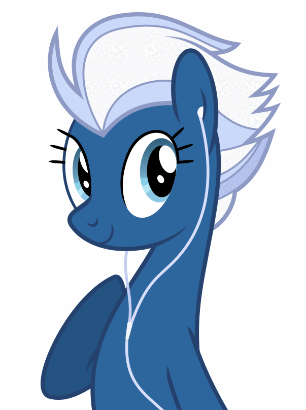 Size: 603x808 | Tagged: safe, artist:camo-pony, character:night glider, species:pony, g4, animated, blinking, cute, earbuds, female, glideabetes, mare, simple background, solo, three quarter view, white background