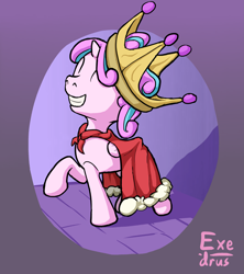 Size: 2731x3072 | Tagged: safe, artist:exedrus, derpibooru original, character:princess flurry heart, spoiler:s06, cape, clothing, crown, female, smiling, solo