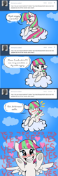 Size: 640x1918 | Tagged: safe, artist:indiefoxtail, character:blossomforth, species:pegasus, species:pony, admirer, ask, ask blossomforth, background pony, blushing, cloud, comic, crush, cute, female, heart, love, mare, secret admirer, tumblr, underhoof, yes yes yes