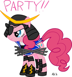 Size: 496x531 | Tagged: safe, artist:alexstrazse, character:pinkie pie, newbie artist training grounds, clothing, cosplay, costume, crossover, date masamune, female, sengoku basara, simple background, solo, transparent background