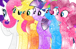 Size: 932x601 | Tagged: safe, artist:digiradiance, character:applejack, character:fluttershy, character:pinkie pie, character:rainbow dash, character:rarity, character:twilight sparkle, galaxy, simple background, transparent background, vector