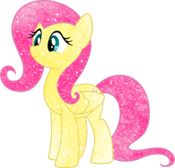 Size: 912x876 | Tagged: safe, artist:digiradiance, artist:mortris, character:fluttershy, female, folded wings, galaxy, looking at something, simple background, solo, standing, transparent background, vector