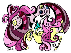 Size: 1600x1200 | Tagged: safe, artist:pashapup, character:fluttershy, character:pinkamena diane pie, character:pinkie pie, species:earth pony, species:pegasus, species:pony, abstract, duo, female, flutterbitch, mare, simple background, stained glass, white background