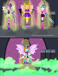 Size: 1320x1720 | Tagged: safe, artist:prettycelestia, character:adagio dazzle, character:aria blaze, character:sonata dusk, equestria girls:rainbow rocks, g4, my little pony: equestria girls, my little pony:equestria girls, alternate scenario, fin wings, fusion, multiple arms, multiple eyes, ponied up, sleeveless, the dazzlings, this isn't even my final form, we have become one
