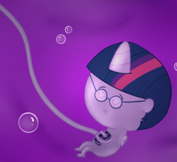 Size: 361x330 | Tagged: safe, artist:techreel, character:twilight sparkle, oc, oc:brilliant light, species:alicorn, species:pony, alicorn oc, baby, book, fetus, glasses, magic miracle, salmon, that pony sure does love books, wat, what has magic done, what has science done