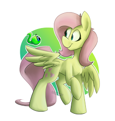 Size: 1528x1611 | Tagged: safe, artist:luximus17, character:fluttershy, species:pegasus, species:pony, crossover, female, head turn, jacksepticeye, looking at each other, looking at something, mare, one wing out, partial background, raised hoof, sam septiceye, smiling, wings