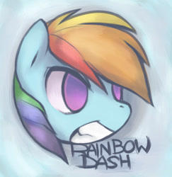Size: 517x531 | Tagged: safe, artist:soulspade, character:rainbow dash, female, grin, no pupils, portrait, solo