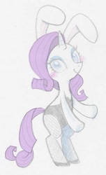 Size: 457x753 | Tagged: safe, artist:norithecat, character:rarity, clothing, cute, female, fishnets, lingerie, solo