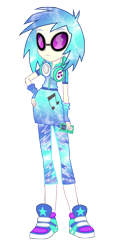 Size: 4433x9533 | Tagged: safe, artist:digiradiance, artist:mohawgo, edit, character:dj pon-3, character:vinyl scratch, my little pony:equestria girls, absurd resolution, clothing, female, fingerless gloves, flash puppet, gloves, hand on hip, headphones, ipod, shoes, simple background, sneakers, solo, sunglasses, transparent background
