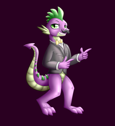 Size: 4034x4425 | Tagged: safe, artist:strachattack, character:spike, absurd resolution, bow tie, classy, clothing, male, moustache, solo, suit