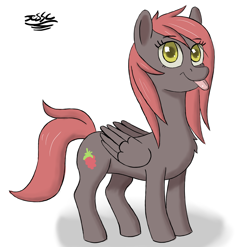 Size: 1500x1480 | Tagged: safe, artist:hypno, oc, oc only, oc:scarlet berry, species:pegasus, species:pony, simple background, solo, tongue out