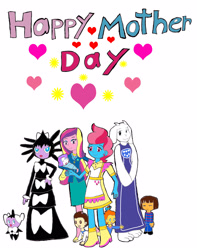 Size: 2318x2936 | Tagged: safe, artist:pokeneo1234, character:cup cake, character:dean cadance, character:pound cake, character:princess cadance, character:princess flurry heart, character:pumpkin cake, my little pony:equestria girls, crossover, cupcake, equestria girls-ified, food, frisk, gothita, gothitelle, mother's day, pokémon, toriel, undertale