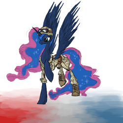Size: 1000x1000 | Tagged: safe, artist:php15, character:princess luna, clothing, female, military, raised hoof, solo, uniform