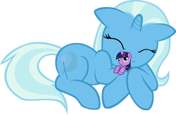 Size: 7500x4891 | Tagged: safe, artist:maximillianveers, character:trixie, character:twilight sparkle, species:pony, species:unicorn, absurd resolution, cute, doll, female, hug, mare, plushie, solo, toy