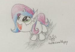 Size: 2105x1461 | Tagged: safe, artist:professionalpuppy, oc, oc only, oc:storybook, cute, female, filly, heart eyes, looking up, ocbetes, solo, traditional art, wingding eyes, young