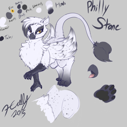 Size: 1500x1500 | Tagged: safe, artist:maikasuke, oc, oc only, oc:philly stone, species:griffon, bedroom eyes, explicit source, fluffy, freckles, looking at you, male, open mouth, paws, reference sheet, smiling, solo, tongue out, trap