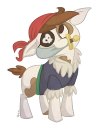 Size: 987x1200 | Tagged: safe, artist:pashapup, character:pipsqueak, species:earth pony, species:pony, best boi, colt, eyepatch, floppy ears, male, mouth hold, no pupils, pirate, simple background, solo, sword, transparent background, weapon