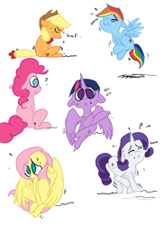 Size: 2480x3425 | Tagged: safe, artist:theponybox696, edit, character:applejack, character:fluttershy, character:pinkie pie, character:rainbow dash, character:rarity, character:twilight sparkle, character:twilight sparkle (alicorn), species:alicorn, species:pony, comic:the cutie pee, episode:the cutie map, g4, my little pony: friendship is magic, color edit, colored, covering crotch, desperation, equal cutie mark, explicit series, mane six, need to pee, omorashi, potty dance, potty emergency, potty time, trotting in place