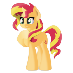 Size: 2400x2400 | Tagged: safe, artist:ivacatherianoid, character:sunset shimmer, species:pony, species:unicorn, cute, female, raised hoof, shimmerbetes, smiling, solo