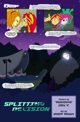 Size: 2927x4452 | Tagged: safe, artist:drewdini, character:adagio dazzle, character:aria blaze, character:pinkie pie, character:sonata dusk, character:sunset shimmer, comic:equestrian city, equestria girls:rainbow rocks, g4, my little pony: equestria girls, my little pony:equestria girls, comic, equestrian city, stage, suggestive series, the dazzlings