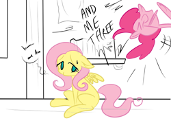 Size: 2480x1771 | Tagged: safe, artist:theponybox696, edit, character:fluttershy, character:pinkie pie, comic:the cutie pee, episode:the cutie map, g4, my little pony: friendship is magic, color edit, colored, covering crotch, desperation, explicit series, need to pee, omorashi, potty time