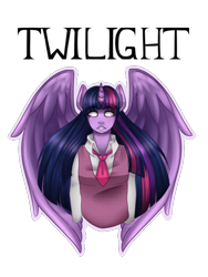 Size: 540x720 | Tagged: safe, artist:rainbowhitter, character:twilight sparkle, character:twilight sparkle (alicorn), species:alicorn, species:anthro, species:pony, clothing, female, necktie, no eyes, simple background, solo, transparent background