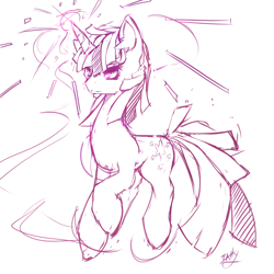 Size: 2400x2400 | Tagged: safe, artist:inkytophat, character:twilight sparkle, female, magic, monochrome, sketch, solo