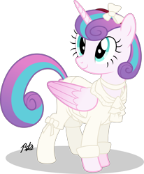 Size: 1280x1556 | Tagged: safe, artist:camo-pony, character:princess flurry heart, species:alicorn, species:pony, g4, clothing, crossover, dishonored, emily kaldwin, female, filly, older, reference, simple background, transparent background, vector