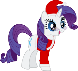 Size: 6511x6000 | Tagged: safe, artist:sakatagintoki117, character:rarity, absurd resolution, christmas, clothing, glasses, hat, holiday, santa costume, santa hat, simple background, transparent background, vector