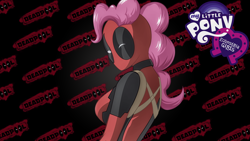 Size: 2560x1440 | Tagged: safe, artist:ngrycritic, character:pinkie pie, my little pony:equestria girls, breasts, busty pinkie pie, crossover, deadpool, female, lady deadpool, one eye closed, pinkiepool, sideboob, solo, style emulation, uotapo-ish, wink