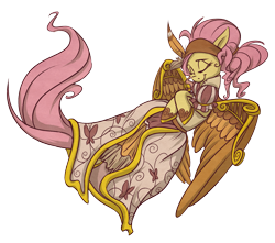 Size: 2347x2076 | Tagged: safe, artist:pashapup, character:fluttershy, species:pegasus, species:pony, clothing, dress, eyes closed, female, high res, mare, simple background, smiling, solo, transparent background