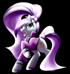 Size: 3928x4153 | Tagged: safe, artist:strachattack, character:coloratura, character:countess coloratura, episode:the mane attraction, g4, my little pony: friendship is magic, absurd resolution, black background, clothing, female, raised hoof, signature, simple background, solo