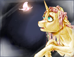 Size: 2300x1789 | Tagged: safe, artist:cuttledreams, character:fluttershy, species:alicorn, species:pony, alicornified, butterfly, female, fluttercorn, pony pov series, princess gaia, race swap, solo